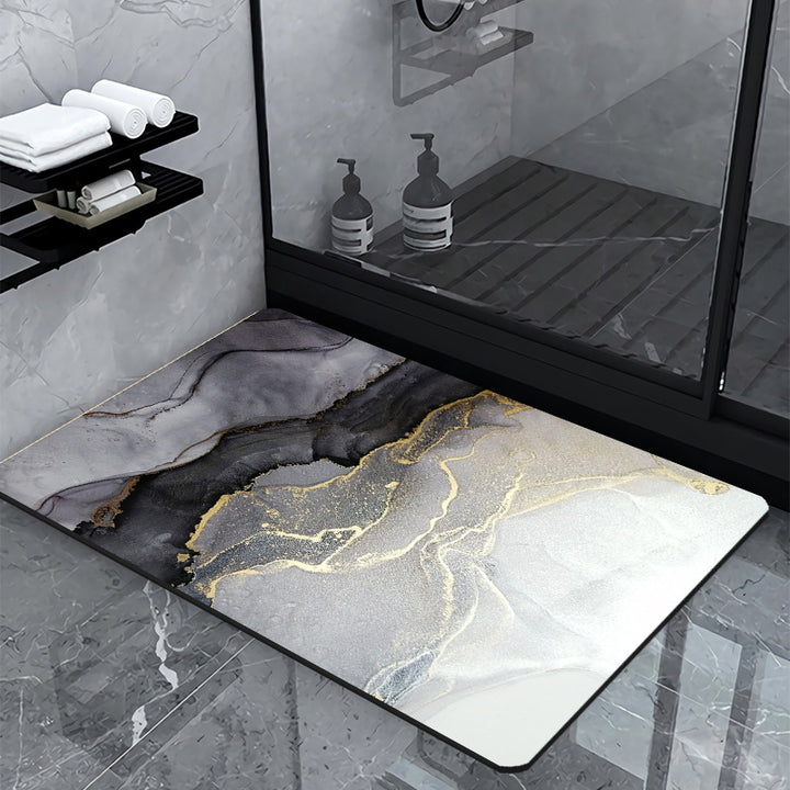 Luxury Marble-Effect Bath Mat Stornfield