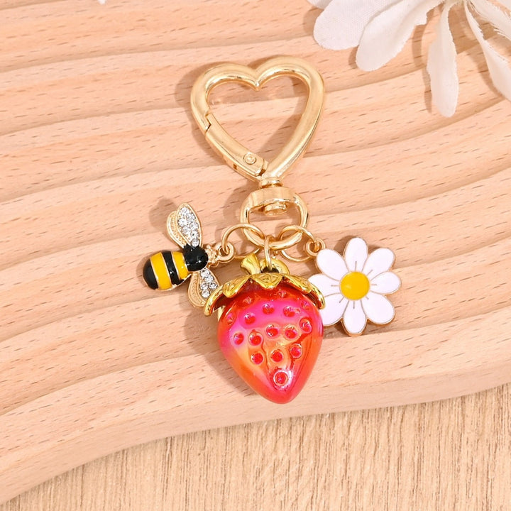 Keychain with Fruity Strawberry Design Stornfield
