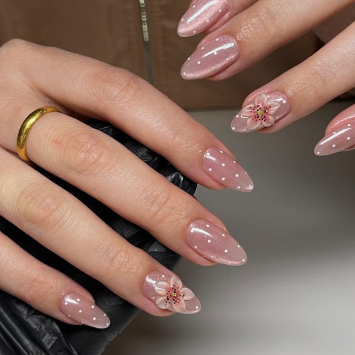 Premium Adhesive Press-On Nail Set with Floral Patterns Stornfield