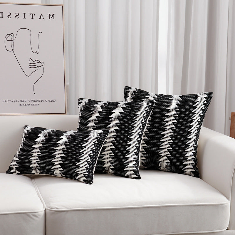 Decorative woven cushion cover with ethnic jacquard, tassels and concealed zipper Stornfield