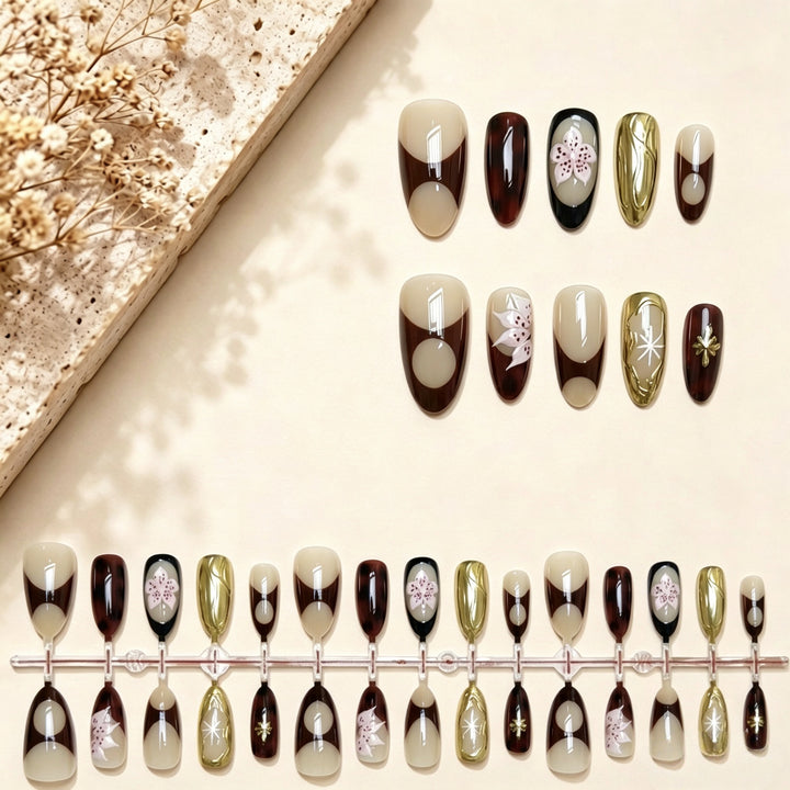 Decorative Floral Press-On Nail Art Set