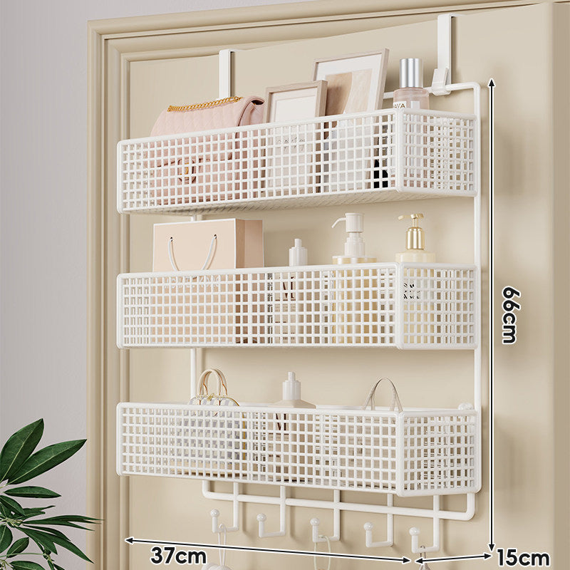 Over-Door Double-Tier Grid Hanging Storage Basket