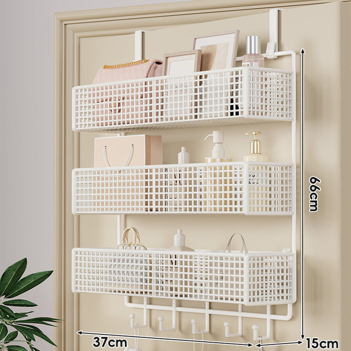 Over-Door Double-Tier Grid Hanging Storage Basket