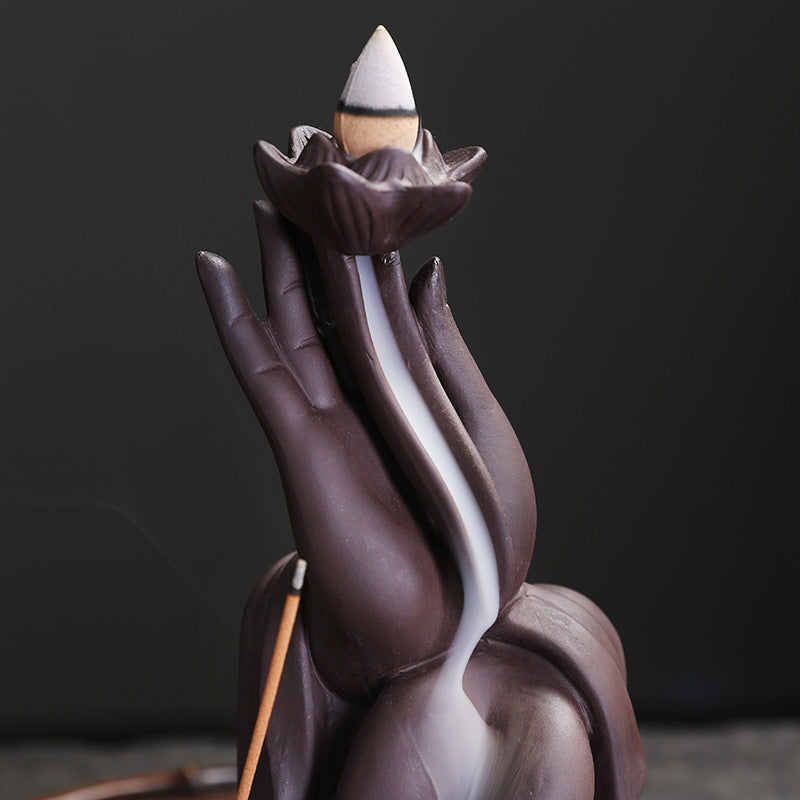 Artistic Handcrafted Lotus Waterfall Incense Burner