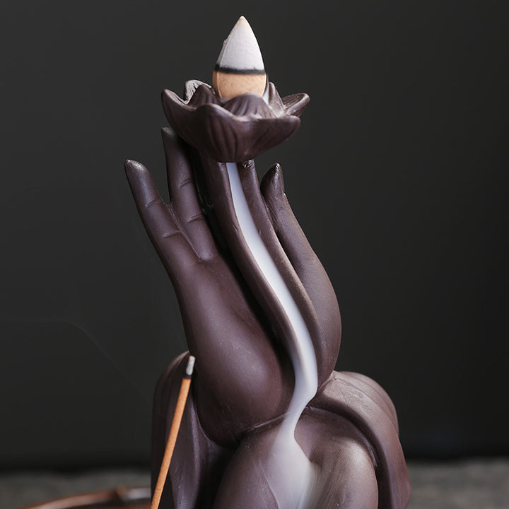 Artistic Handcrafted Lotus Waterfall Incense Burner