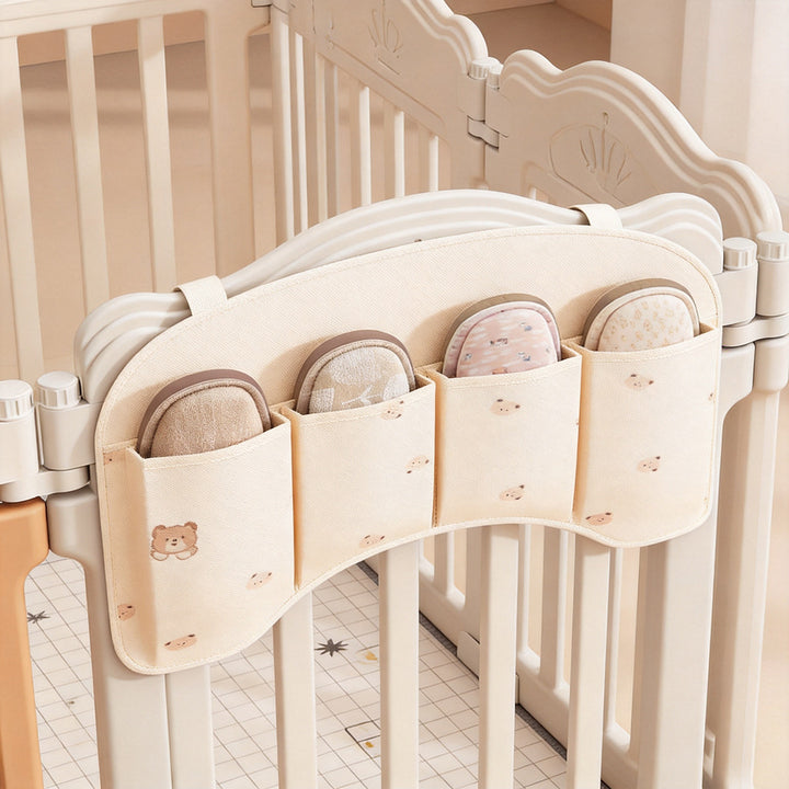 Playpen Door-Mounted Multi-Pocket Organizer for Toys Books and Slippers