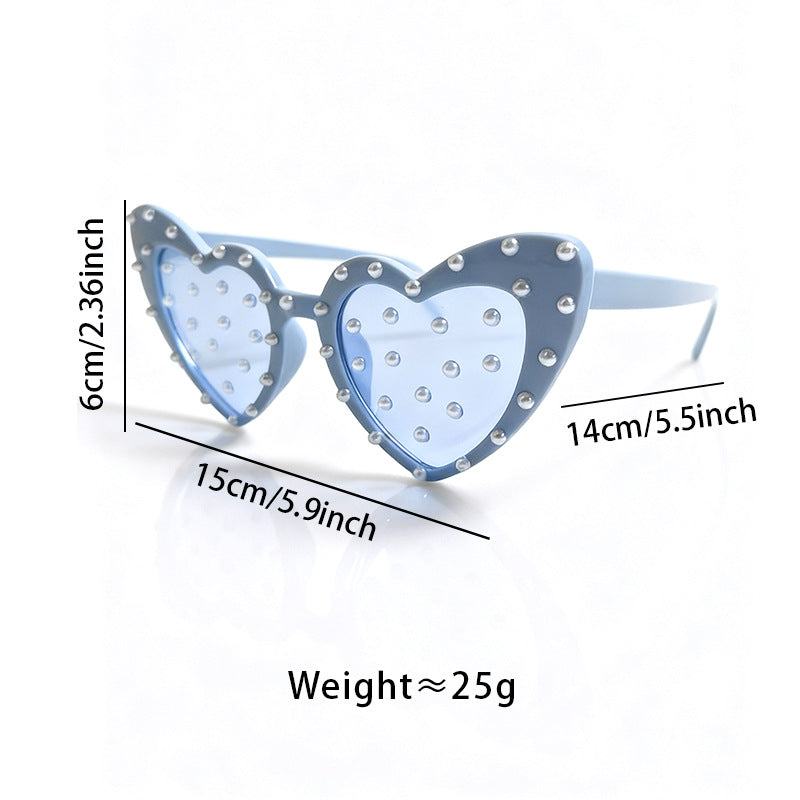 Pearl-Embellished Heart-Shaped Sunglasses Stornfield