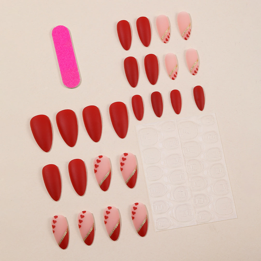 Heart-Accent Stiletto Nail Art Stornfield