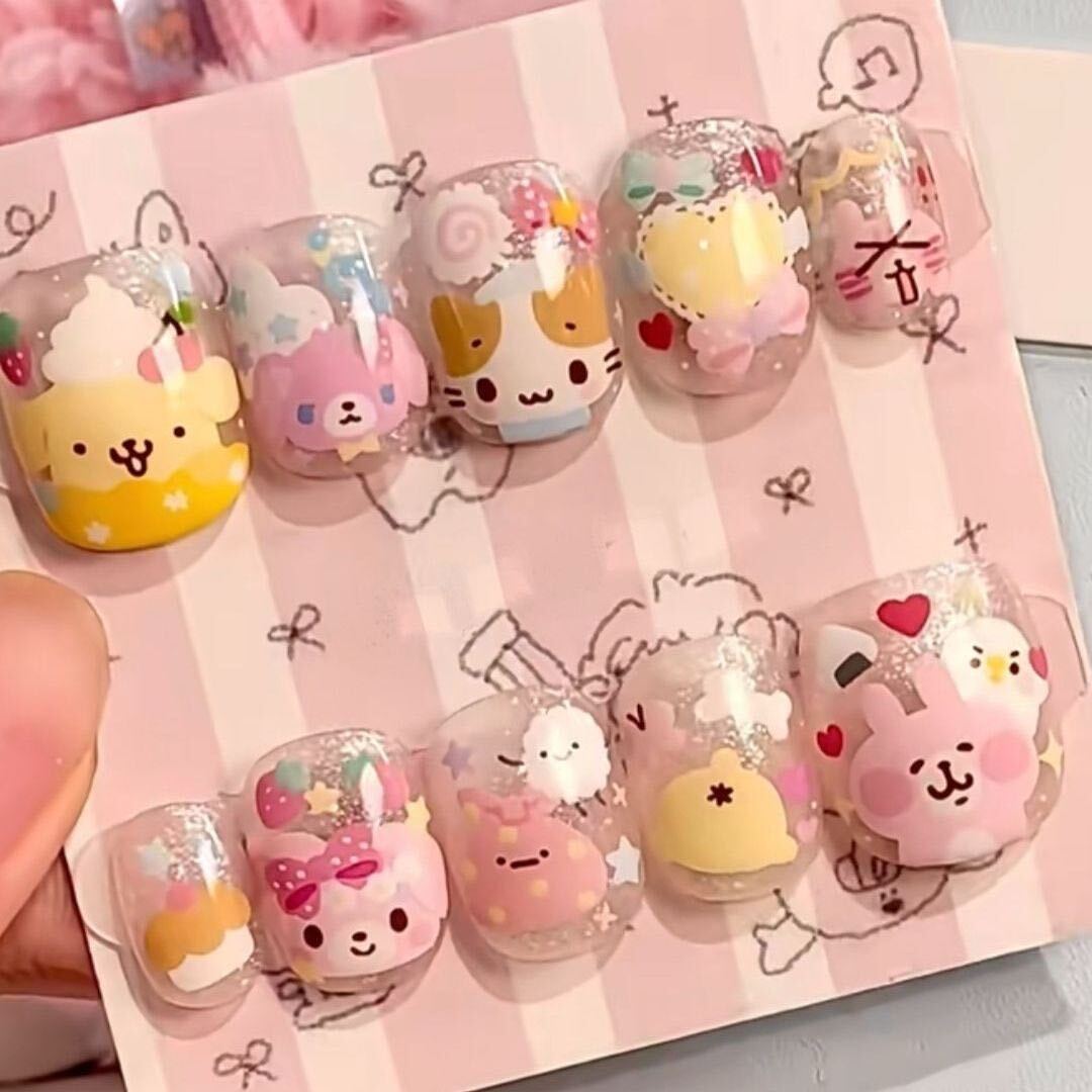Whimsical Cartoon Character Nail Art Set Stornfield