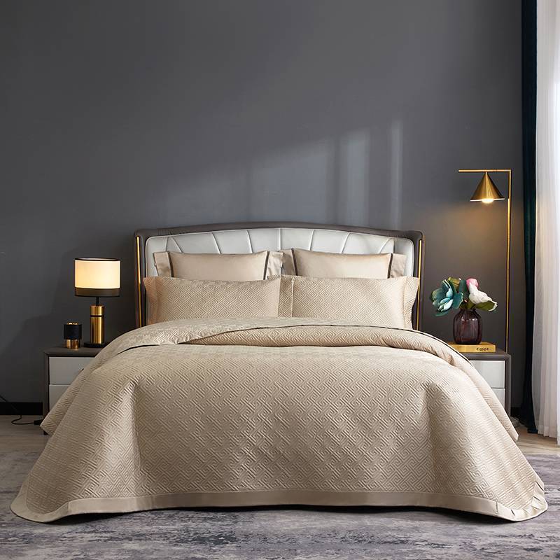 Quilted Reversible Duvet Cover Bedding Set with Embroidered Corner Shams