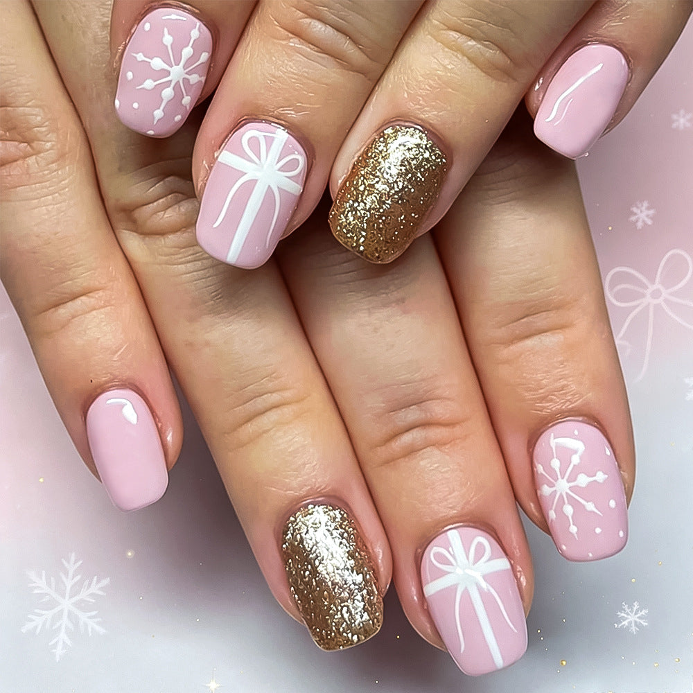Festive Winter-Themed Press-On Nail Art Stornfield