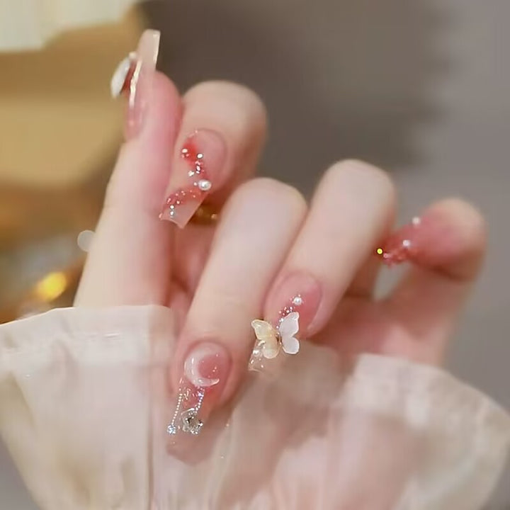 Elegant Floral French Tip Press-On Nails Stornfield