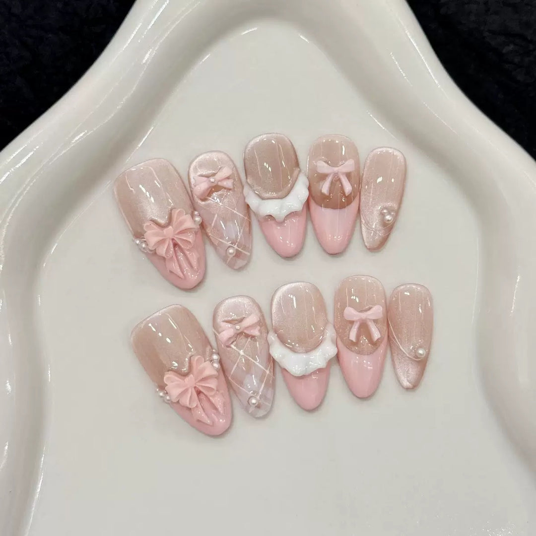 Glossy Natural Finish Press-On Nail Set