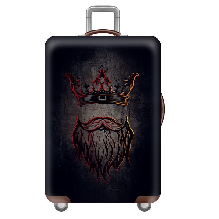 Unisex large hard shell suitcase with sturdy trolley handle and elastic motif protective cover superhero design Stornfield