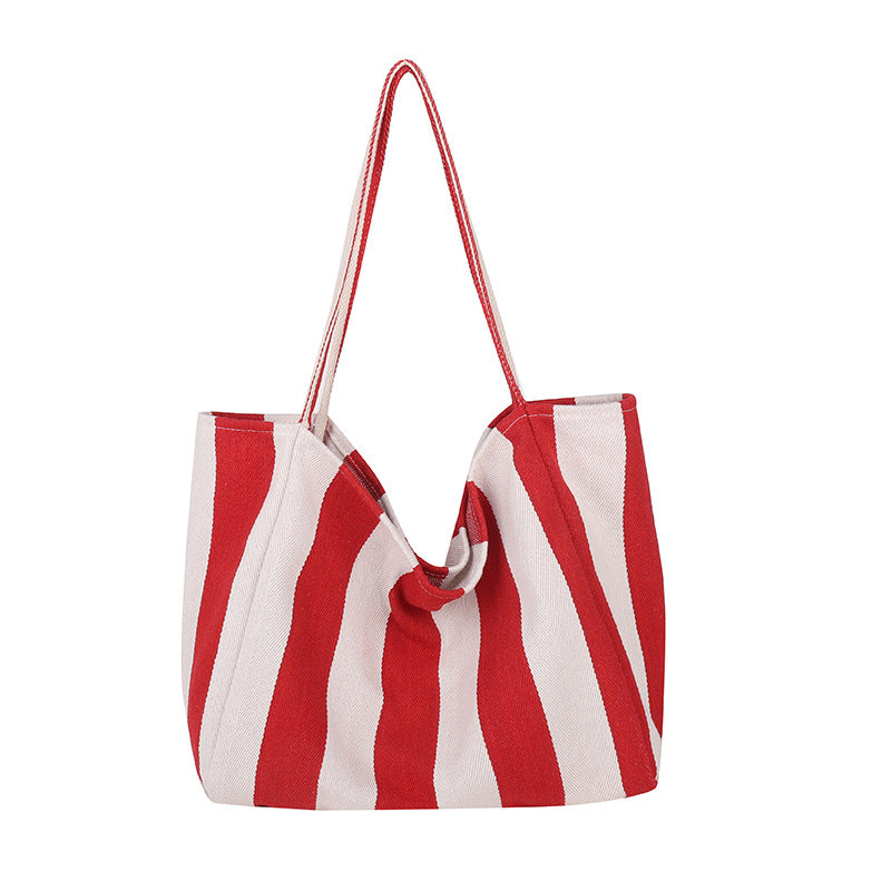 Spacious Striped Beach Tote
