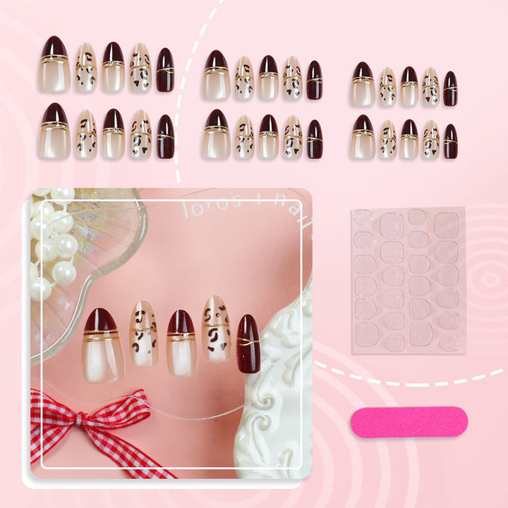 Stylish Press-On Nail Set with Metallic Accents