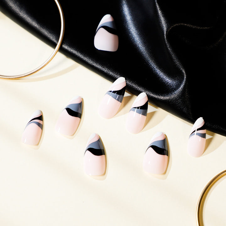 Artful nail extensions with creative wave pattern Stornfield