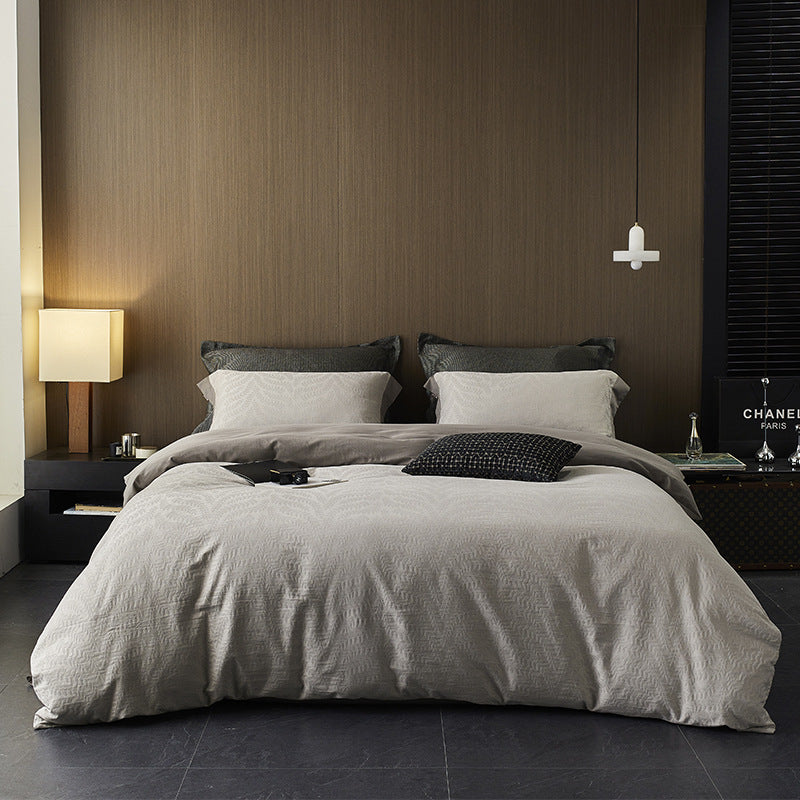 Washed Cotton-Linen Textured Duvet Cover Set with Matelassé Finish and Pillow Shams