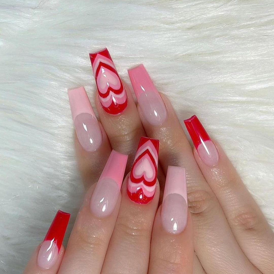 Artistic acrylic nails with heart design Stornfield