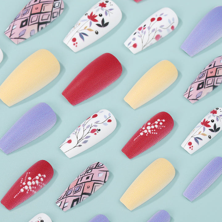 Artificial Nails Set with Floral and Geometric Patterns Stornfield