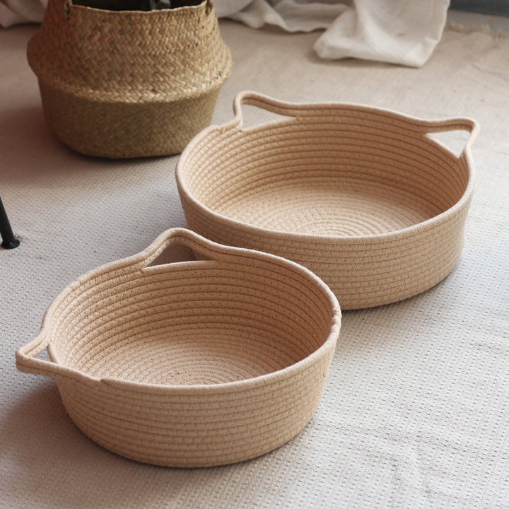 Handcrafted storage basket with handles Stornfield
