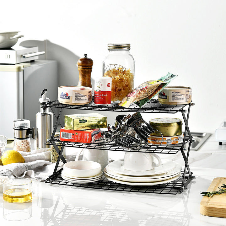 Foldable Kitchen Rack Made of Sturdy Metal Grid Stornfield