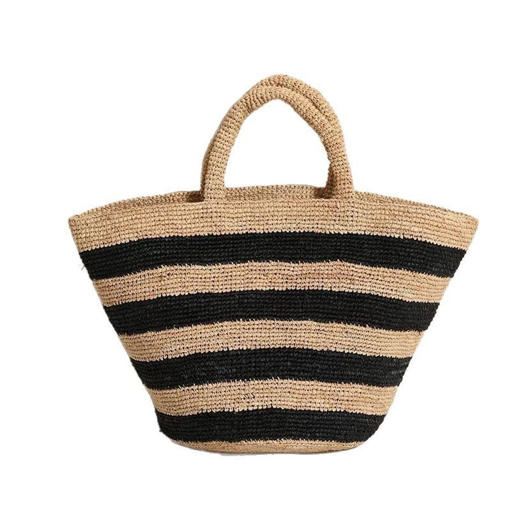 Handwoven beach bag in modern striped pattern Stornfield