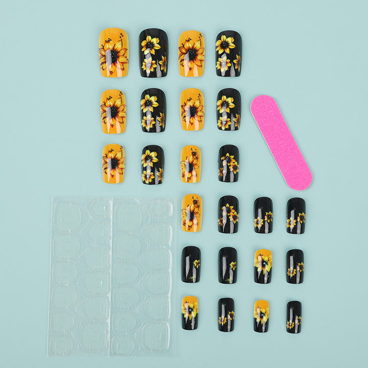 Artificial nails in floral design with sunflower motif Stornfield