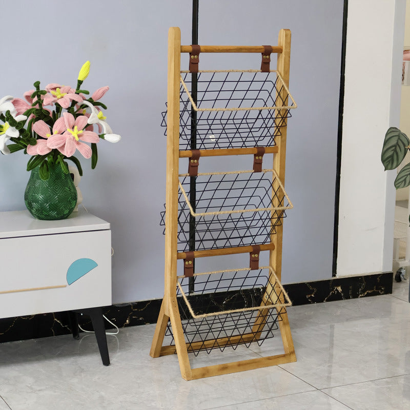 High-quality storage tower made of wood with metal baskets Stornfield