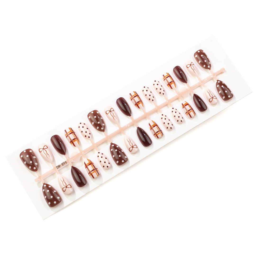 Decorative Press-On Nail Art Set with Bow and Polka Dot Designs Stornfield