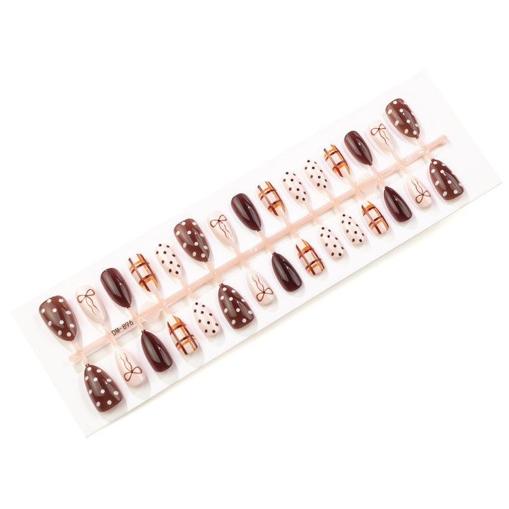 Decorative Press-On Nail Art Set with Bow and Polka Dot Designs Stornfield