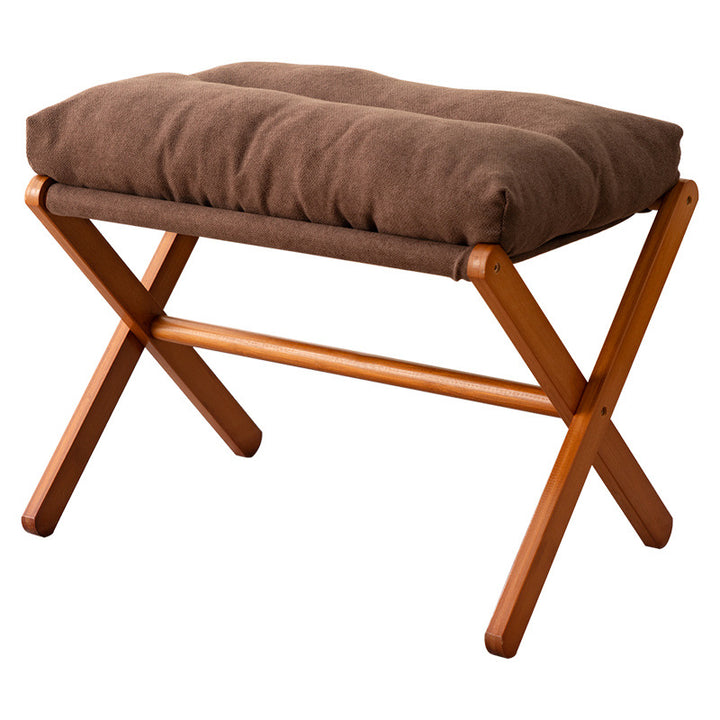 Foldable Stool With Padded Seat And Sturdy Wooden Structure Stornfield