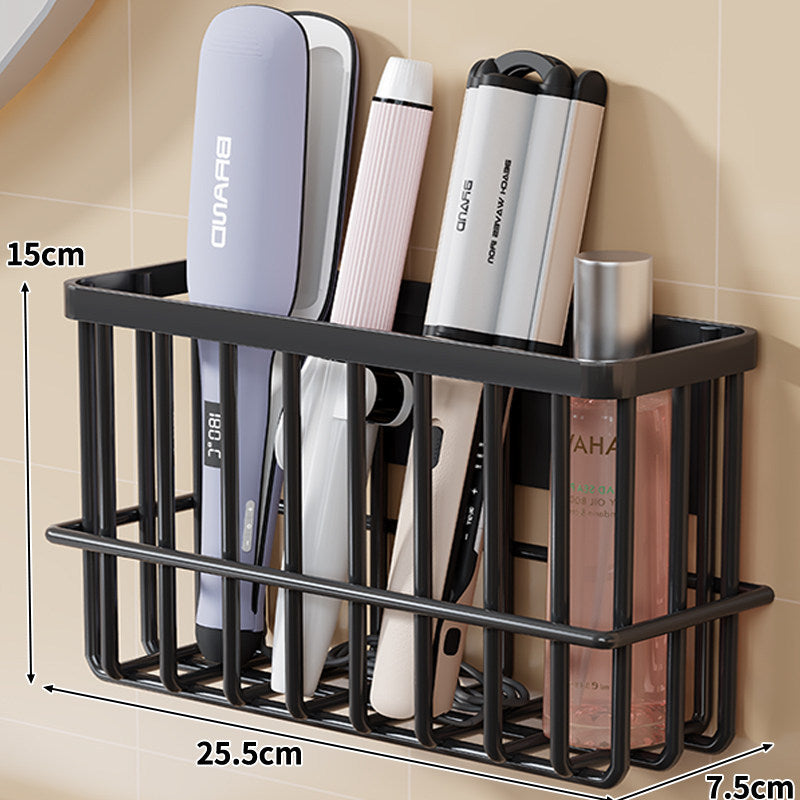 Wall-Mounted Hair Tool Organizer Basket for Flat Irons and Curling Wands