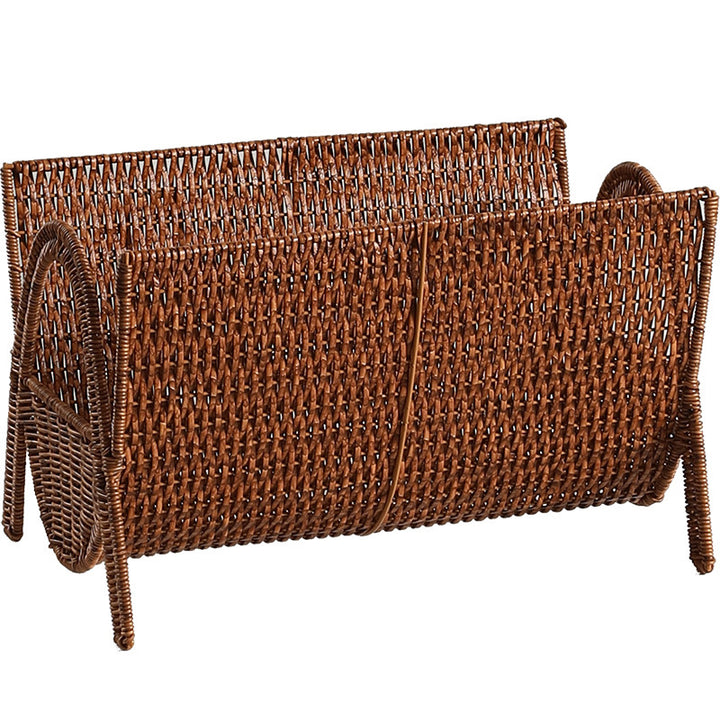 Unisex Rectangular Magazine Basket made of Handwoven Rattan Stornfield