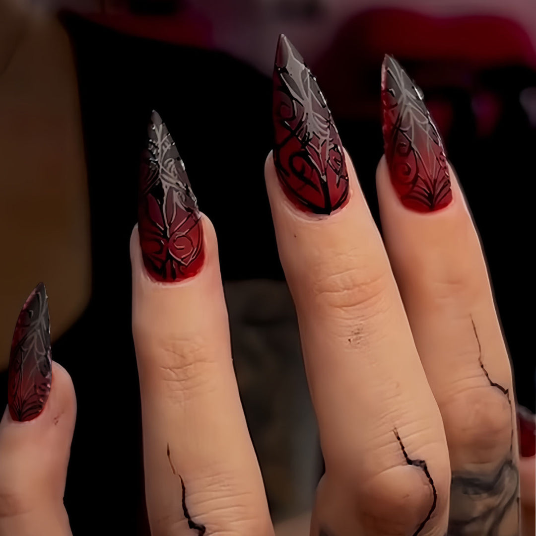 Gothic Stiletto Press-On Nail Art Set Stornfield