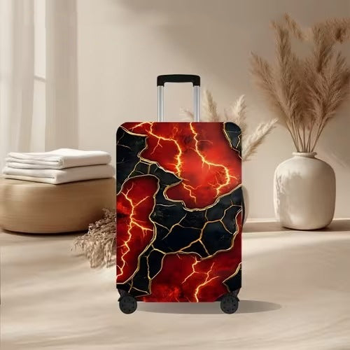Unisex nan elastic suitcase cover with volcanic lava marble design, stretch protective cover for trolley Stornfield