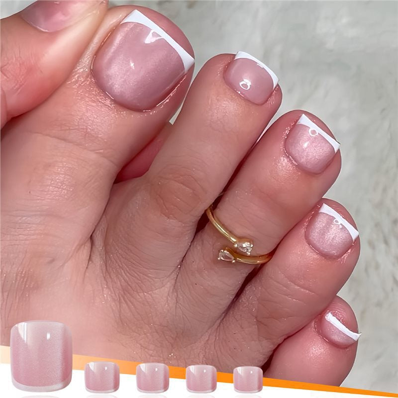 Glossy French Tip Gel Toe Nail Enhancements Stornfield