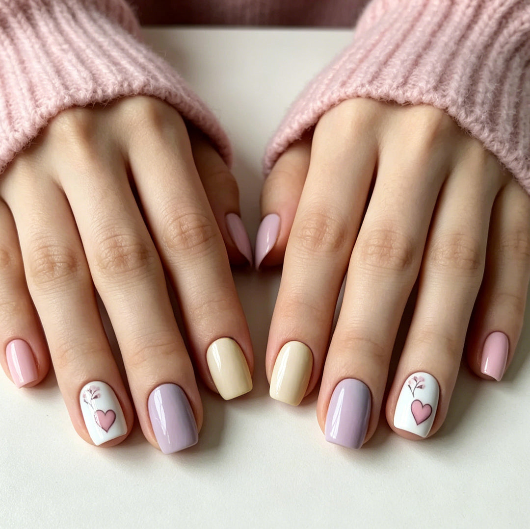 Artistic Heart-Design Nail Art Enhancements Stornfield