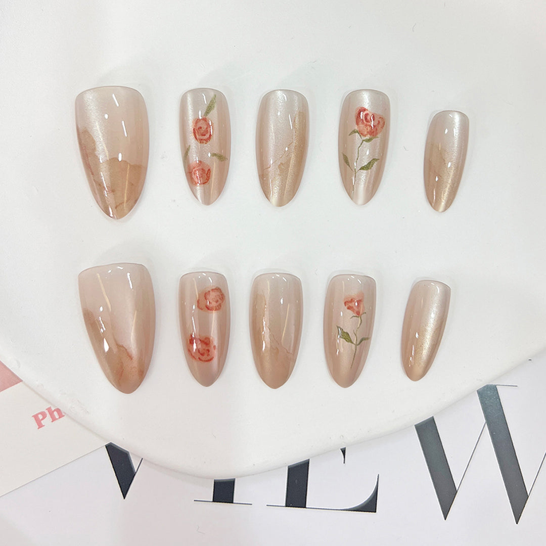 Artful acrylic nails in floral design Stornfield