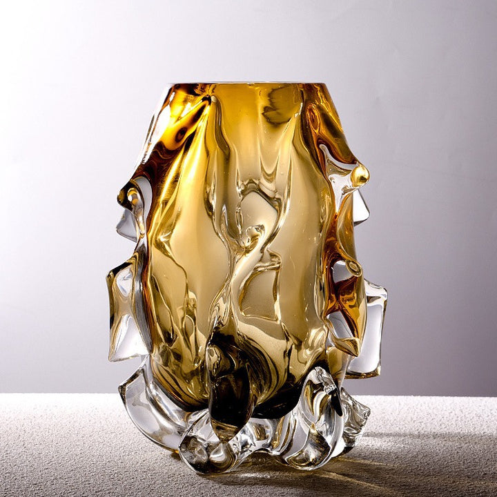 Handcrafted Sculptural Melted-Edge Thick-Glass Centrepiece Vase Stornfield