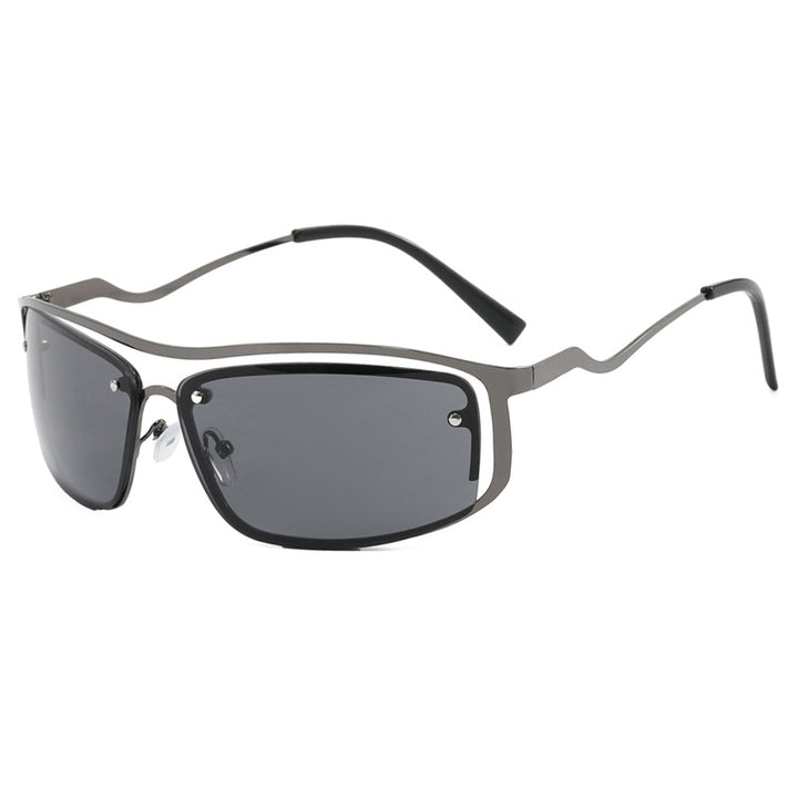 Women’s futuristic sunglasses with an elegant metal frame and high-transparent lenses Stornfield