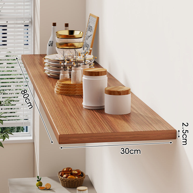 Floating Wall-Mounted Solid Wood Display Shelf with Concealed Brackets and Slim Profile