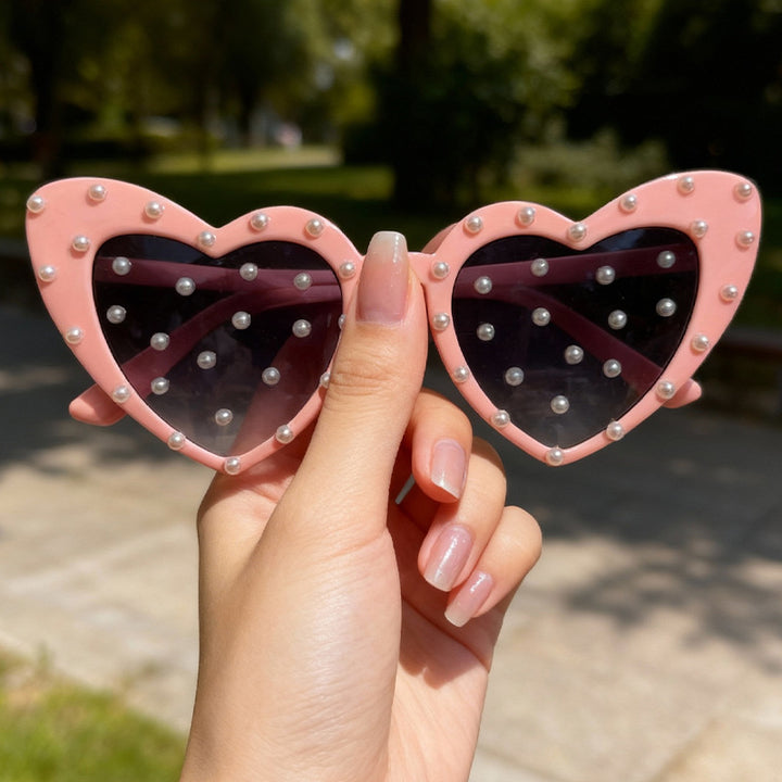 Pearl-Embellished Heart-Shaped Sunglasses Stornfield