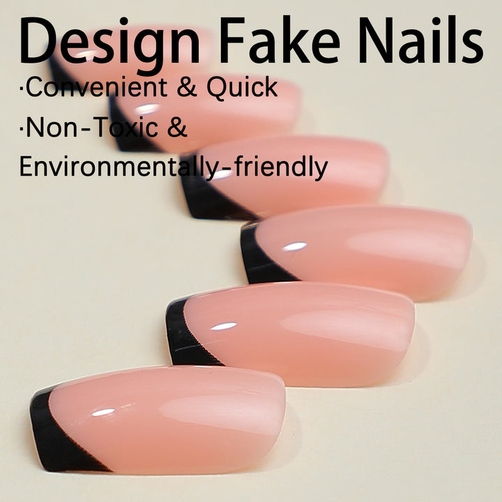 Artificial nail set with elegant French tip design and modern accents Stornfield