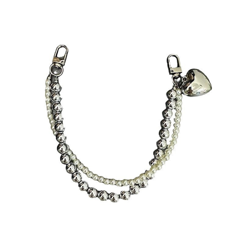 Elegant Pearl and Metallic Bead Keychain Stornfield