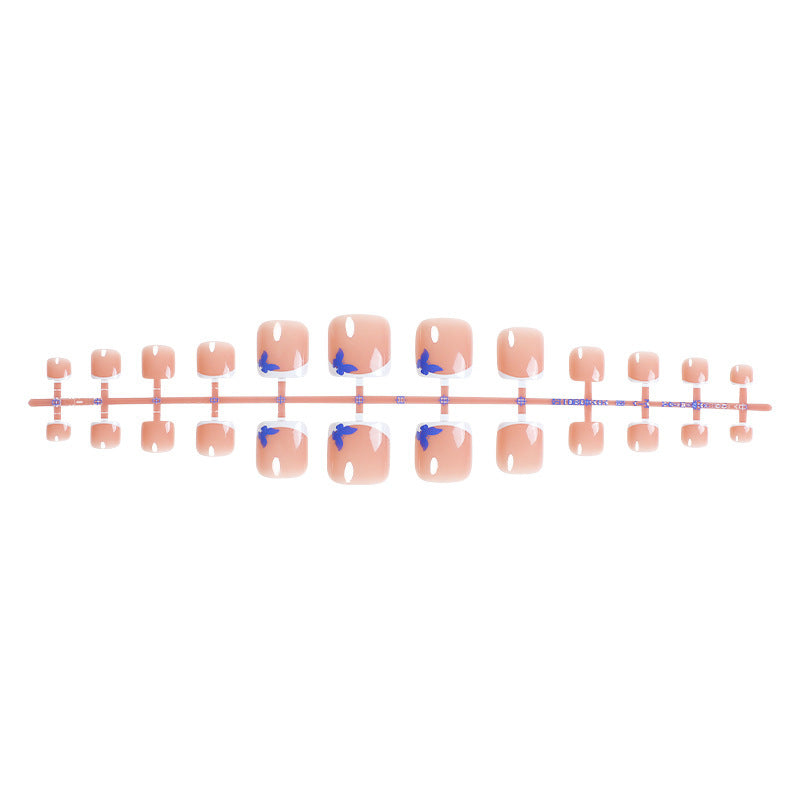 Artificial nail set for feet with elegant floral accents Stornfield