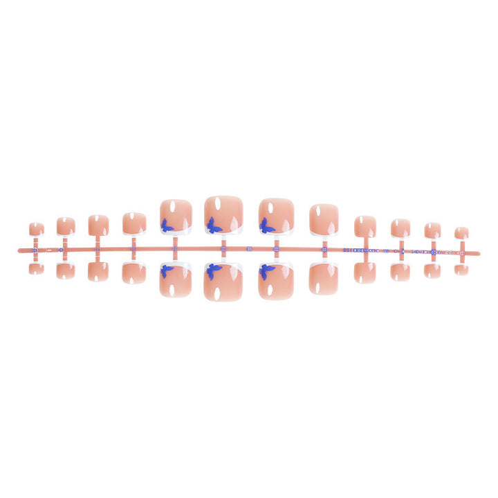 Artificial nail set for feet with elegant floral accents Stornfield
