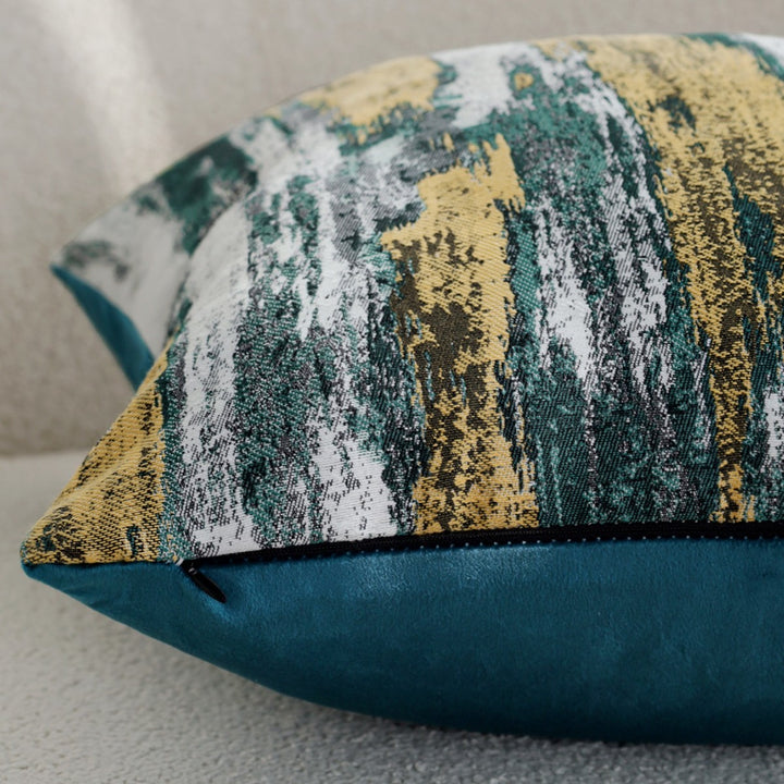 Decorative cushion cover with abstract brushstroke jacquard and concealed zipper Stornfield
