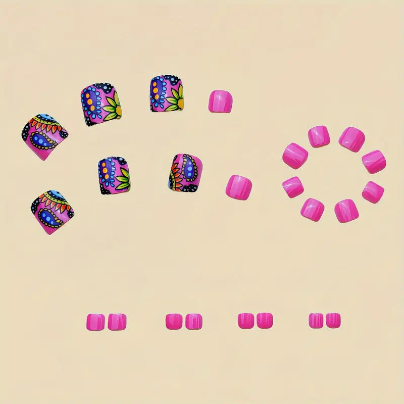 Artificial nail set with colorful mandala design Stornfield