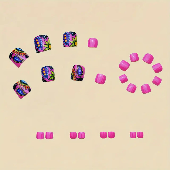 Artificial nail set with colorful mandala design Stornfield